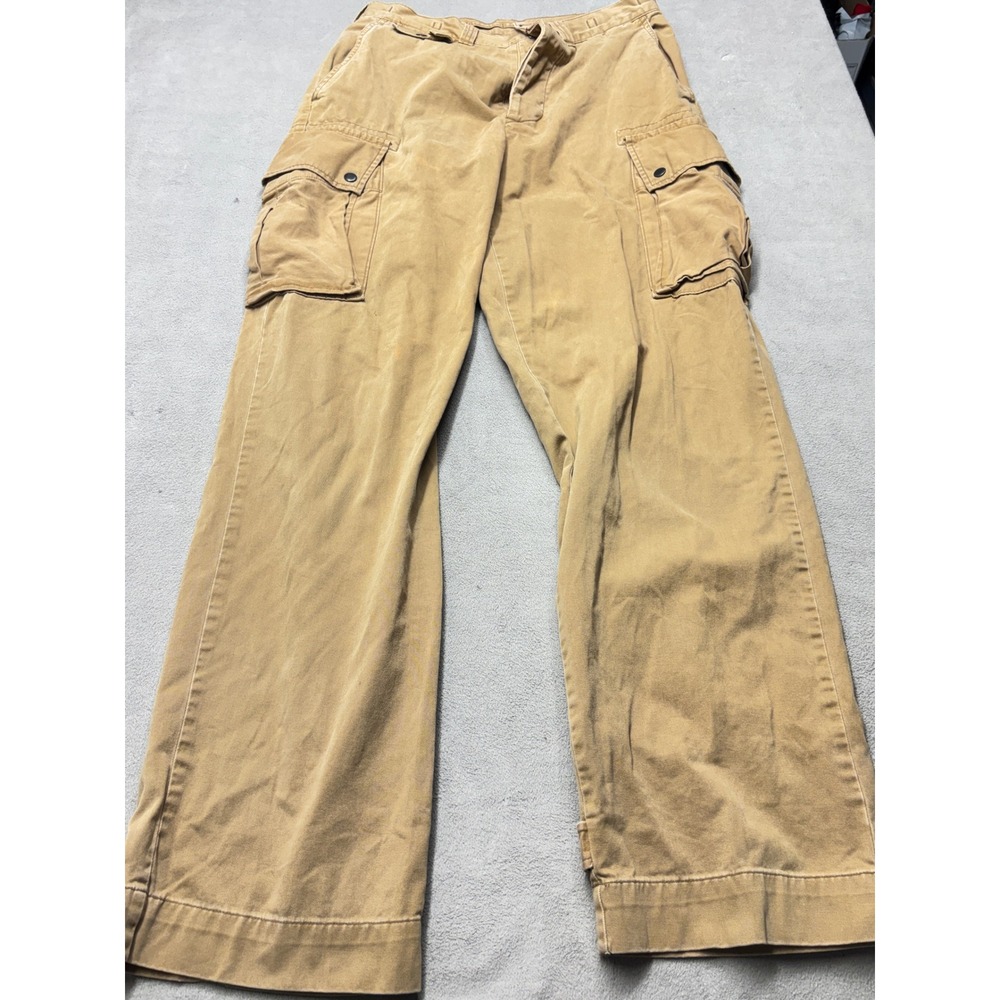 Polo Ralph Lauren Mens 34X34 Tan Cargo Pants Utility Khaki Cotton Paratrooper